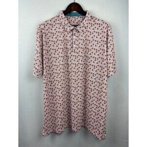 Men’s Swannies 2XL White with Red Floral Patterned Golf Shirt